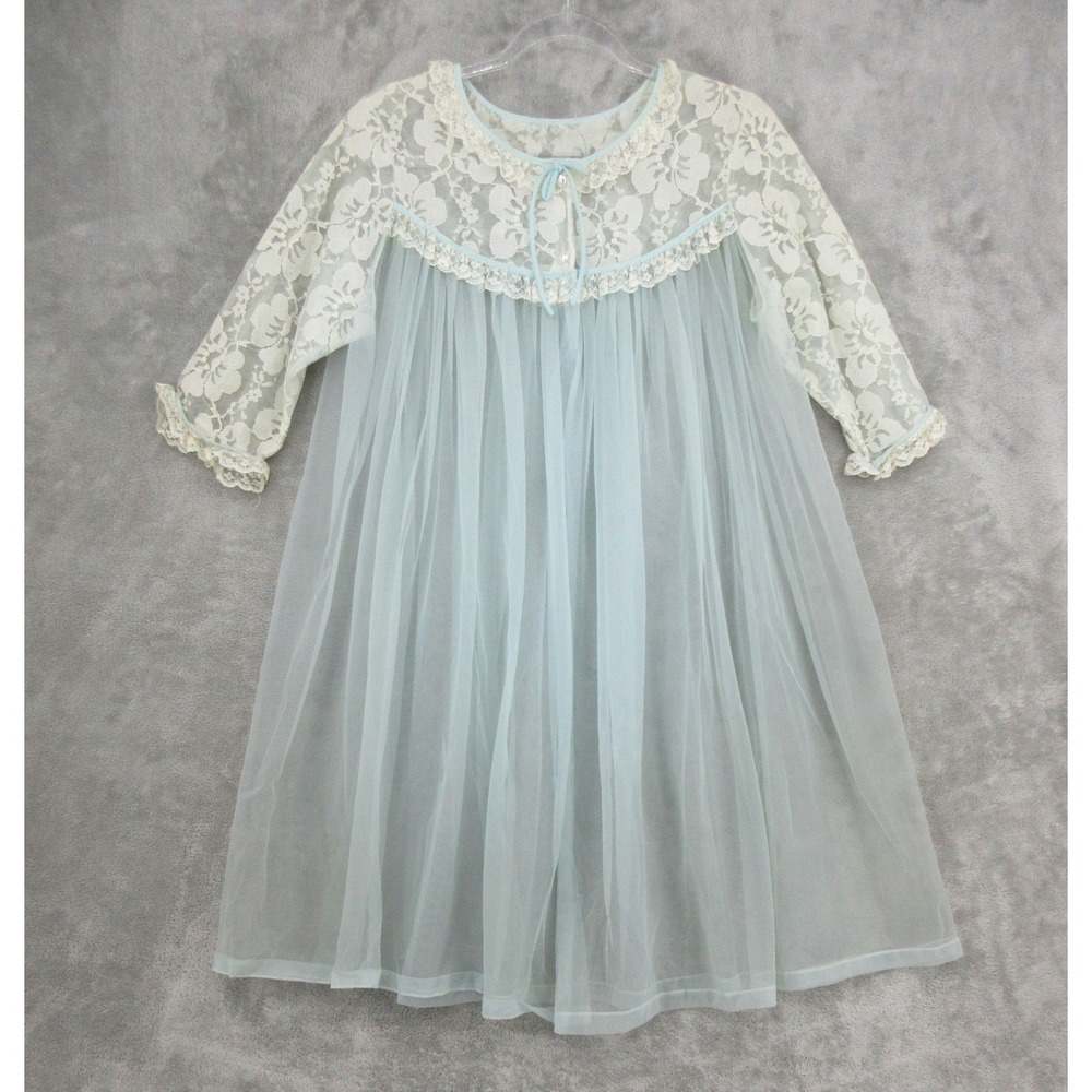 Vintage Nightgown Womens Small Coquette 80s Pearl Button Sheer Fairy Feminine
